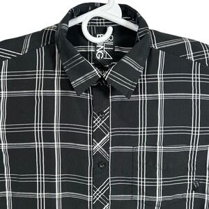 Billabong Mens Short Sleeve Plaid Button Up Shirt Black White Size M